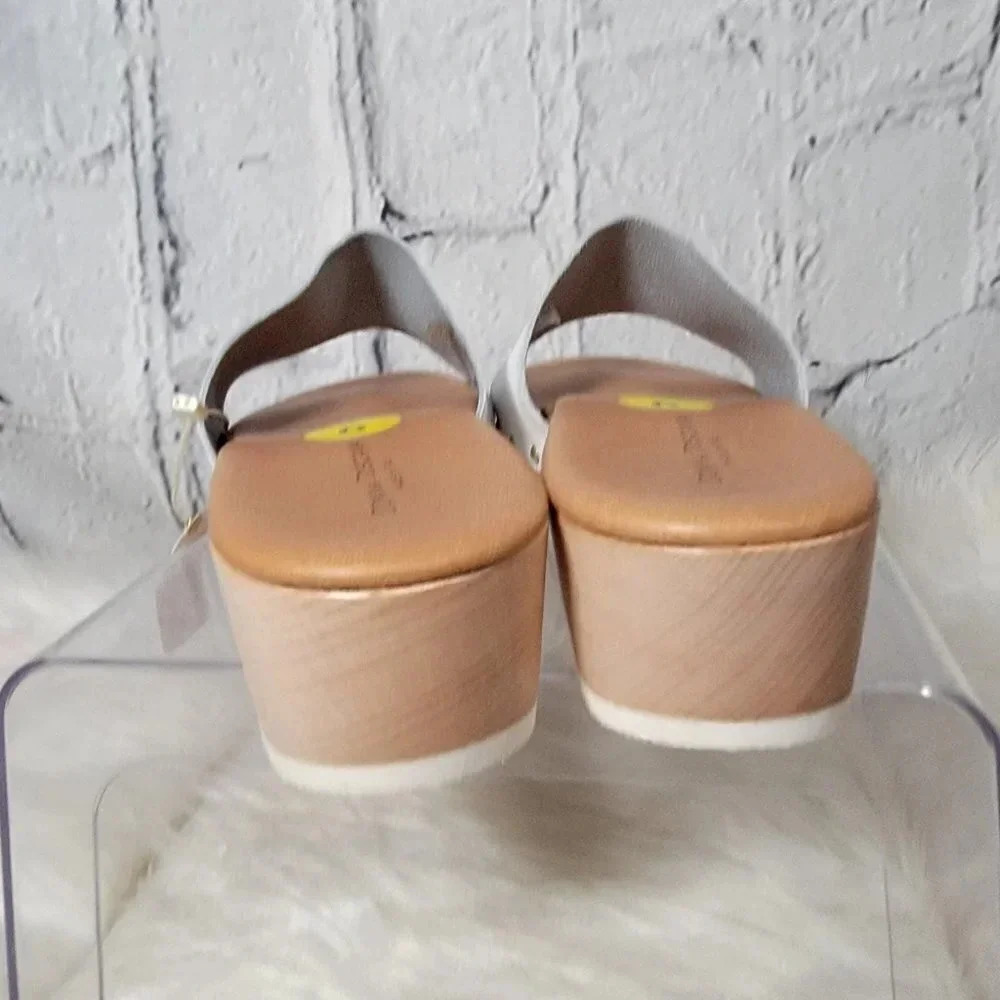 DONNA Toscana Womens White Clog Platform Slide Sandals Neutral Coastal Studded 9 - Picture 7 of 9